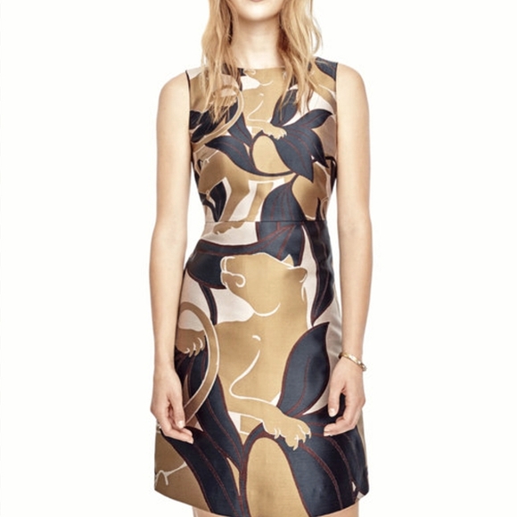 Ann Taylor Jungle Cat Jaguar Metallic Brocade Sheath Dress XS - Picture 8 of 8